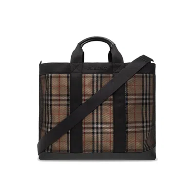 Burberry Checked Mesh Tote Bag In Multi