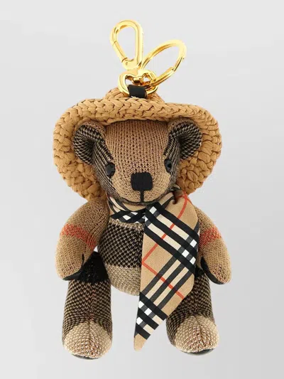 Burberry Orsetto Thomas Bear Keyring Check Scarf In Metallic