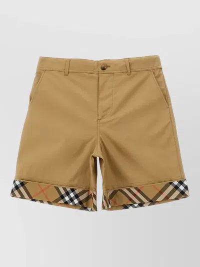 Burberry Oscar Cotton Twill Bermuda Shorts Pockets In Brown
