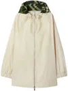Burberry Checkered Hood Cotton Parka In Neutrals