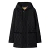 Burberry Diamond Quilted Hooded Long Length Jacket In Black