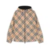 Burberry Beige Reversible Down Jacket With Hood And All-over Check Motif In Tech Fabric Man In Beige