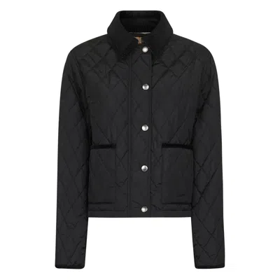 Burberry Quilted Jacket With Corduroy Details In Black