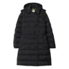 Burberry Double-breasted Kent Long Puffer Coat With Belt In Black