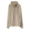 Burberry Geometric-pattern Ruffled-collar Blouse In Brown