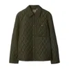 Burberry Green Quilted Jacket With Classic Collar In Tech Fabric Man In Green