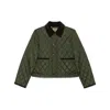 Burberry Cropped Quilted Jacket In Green