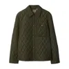 Burberry Green Quilted Jacket With Classic Collar In Tech Fabric Man In Green
