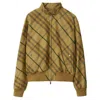 Burberry Check Motif Zip-up Bomber Jacket In Yellow