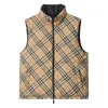 Burberry Beige Sleeveless Reversible Down Jacket With High Neck And All-over Check Motif In Tech Fabric Man In Brown