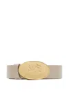 Burberry Oval-buckle Leather Belt In Neutral