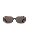 Burberry Oval-frame Checked Sunglasses In Brown