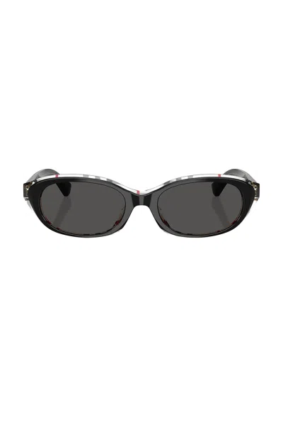 Burberry Be4447d Oval Sunglasses In Black Check