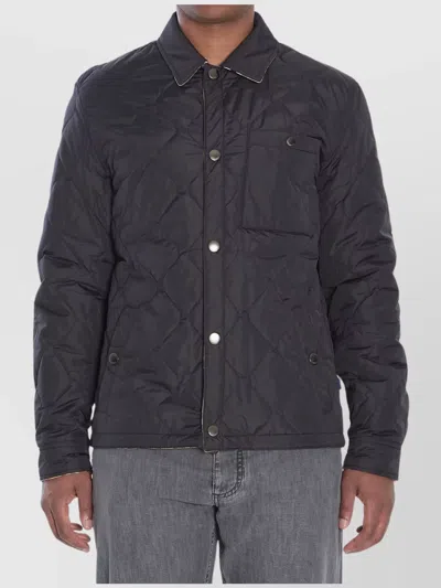 Burberry Overshirt Quilted Reversible Check Cotton In Black