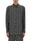 Burberry Long Sleeve Shirt With All-over Monogram Print In Black