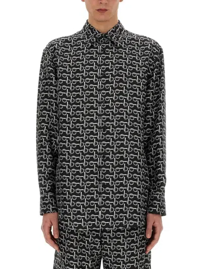 BURBERRY BURBERRY OVERSIZE BLACK SILK SHIRT