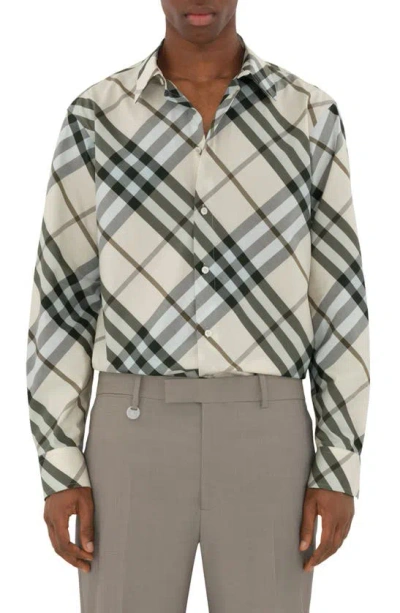 Burberry Oversize Check Cotton Button-up Shirt In Alabaster Ip Check