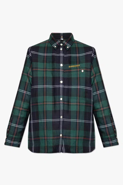 Burberry Check-print Shirt Jacket In Green
