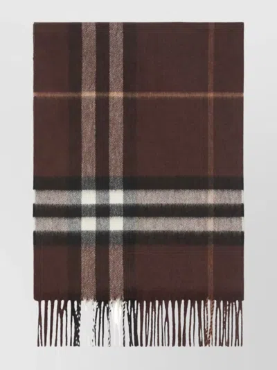 Burberry Oversized Cashmere Scarf Check Pattern In Brown