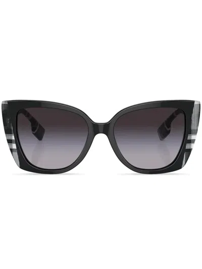Burberry Oversized Check-print Sunglasses In Black