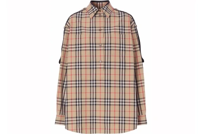 Pre-owned Burberry Oversized Check Shirt Beige