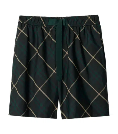 Burberry Oversized Check Shorts In Green