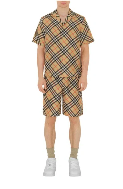 Burberry Nova Plaid Silk Cuban Collar Shirt In Neutral