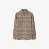 Burberry Check Pattern Wool Shirt In Beach/linden