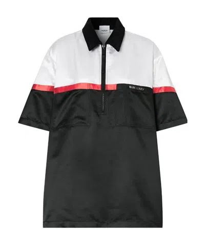 Burberry Oversized Colour Block Bowling Shirt In Black