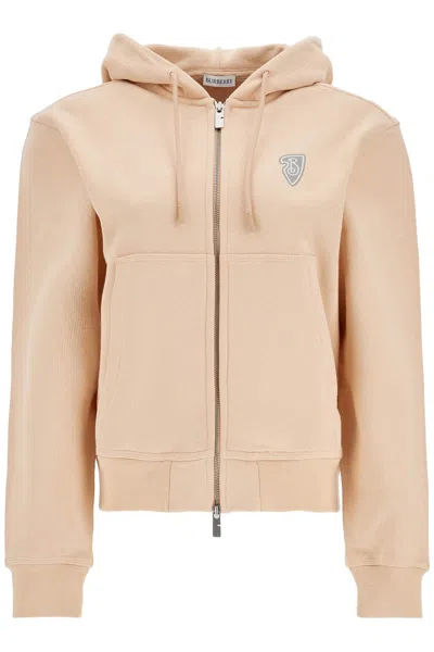 Burberry Oversized Cotton Hoodie With Knight Illustration In Tan