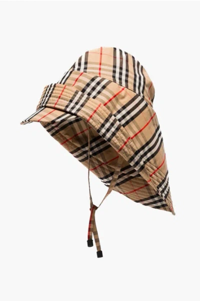 Burberry Oversized Rain Hat With Iconic Checkered Pattern In Neutral