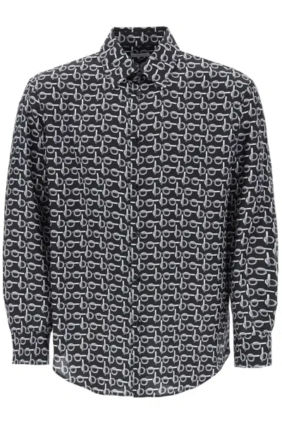 Burberry Long Sleeve Shirt With All-over Monogram Print In Multi