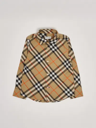 Burberry Kids' Owen Shirt Bermuda In Check Beige
