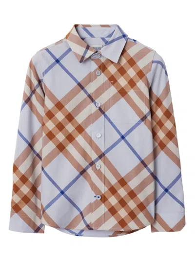 Burberry Kids' Owen Shirt In Slate Blue