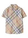 Burberry Boy's Owen Check-print Button Down Shirt In Nude & Neutrals