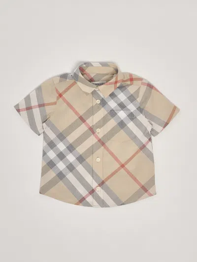 Burberry Babies' Owen Shirt Shirt In Check Beige