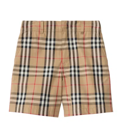 Burberry Kids' Oxford Cotton Check Shorts In Brown