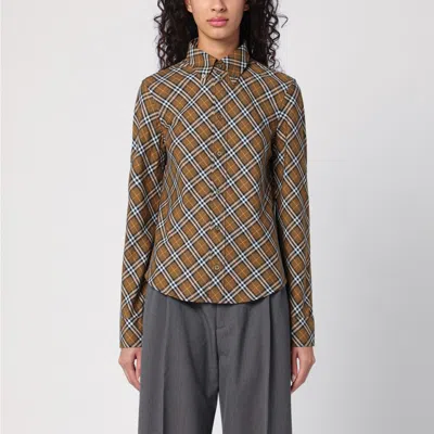 BURBERRY OXID-COLOURED CHECK COTTON SHIRT