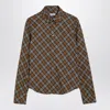 Burberry Check Cotton Shirt Cuffed Sleeves In Brown