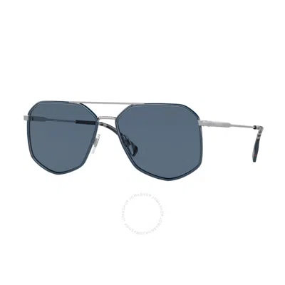Burberry Ozwald Blue Geometric Men's Sunglasses Be3139 100580 58 In Metallic