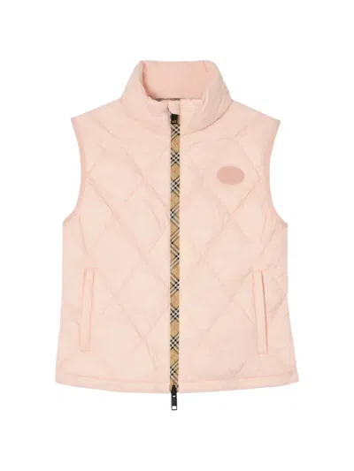 Burberry Checker-tape Quilted Nylon Cheswick Gilet In Pink