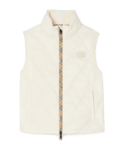 Burberry Quilted High Collar Sleeveless Casual Coat In Neutral