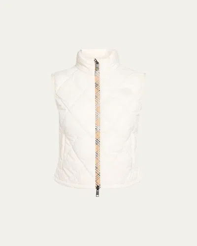 Burberry Packable Quilted Nylon Cheswick Vest In Tundra White