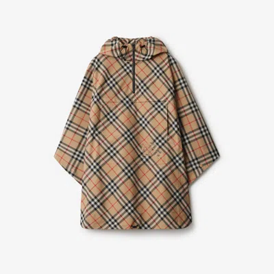 Burberry Packaway Check Twill Cape In Sand