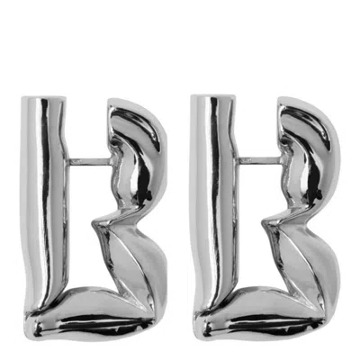 Burberry Packet B Sterling Silver Earrings In White