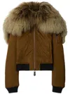 Shop Burberry Padded Bomber Jacket In Brown