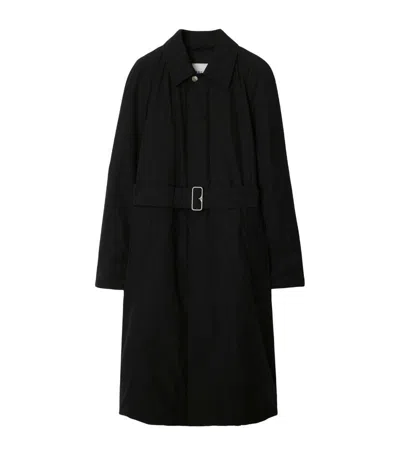 Burberry Women Long Nylon Cotton Padded Car Coat In Black