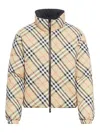 Burberry Woman Printed Nylon Reversible Down Jacket In Negro