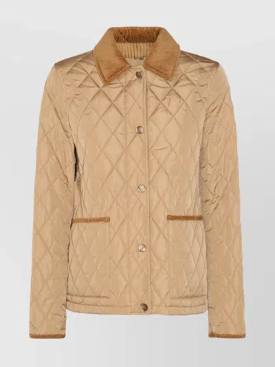 Burberry Padded Jackets With Corduroy Collar In Neutral