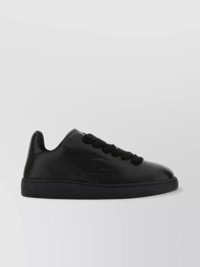 Burberry Ekd Logo-embossed Leather Sneakers In Black